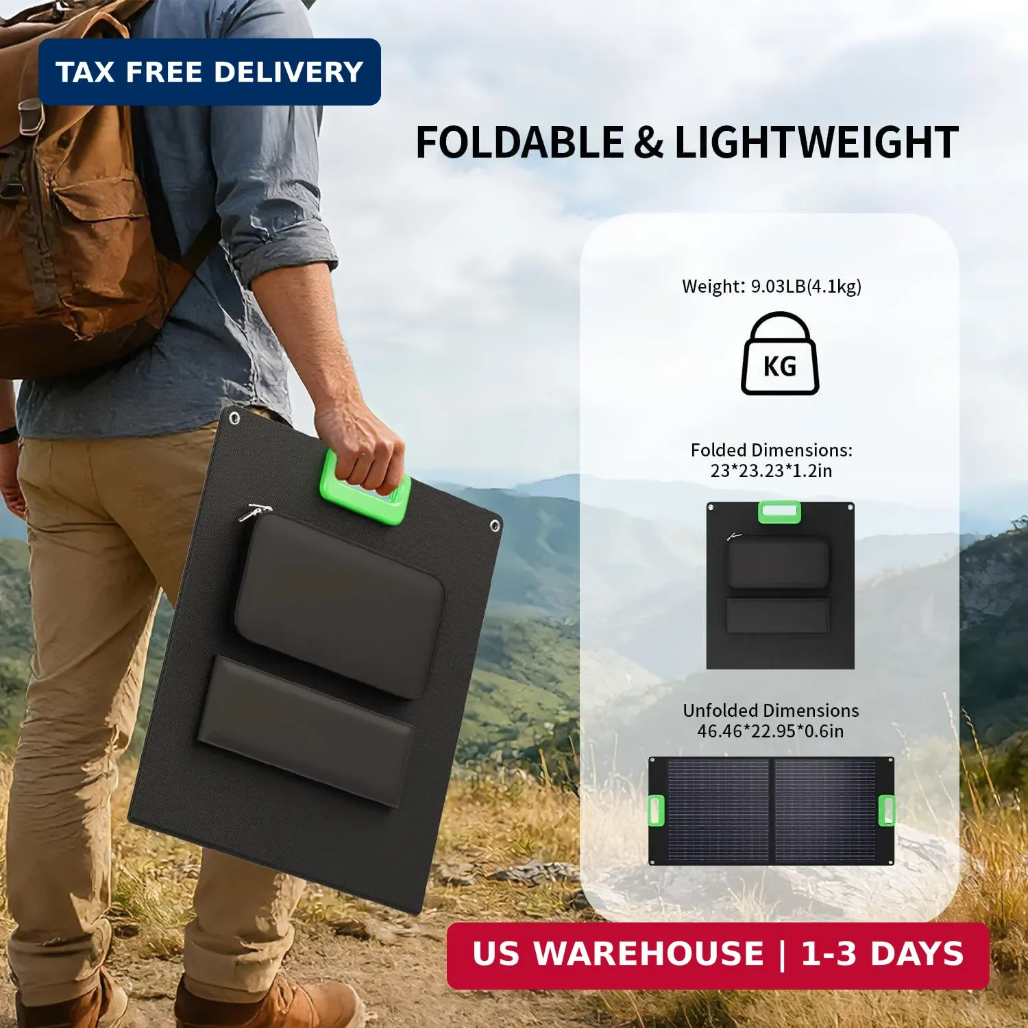 100W Portable Solar Panel for Power Station Generator, 23.5% High Efficiency ETF