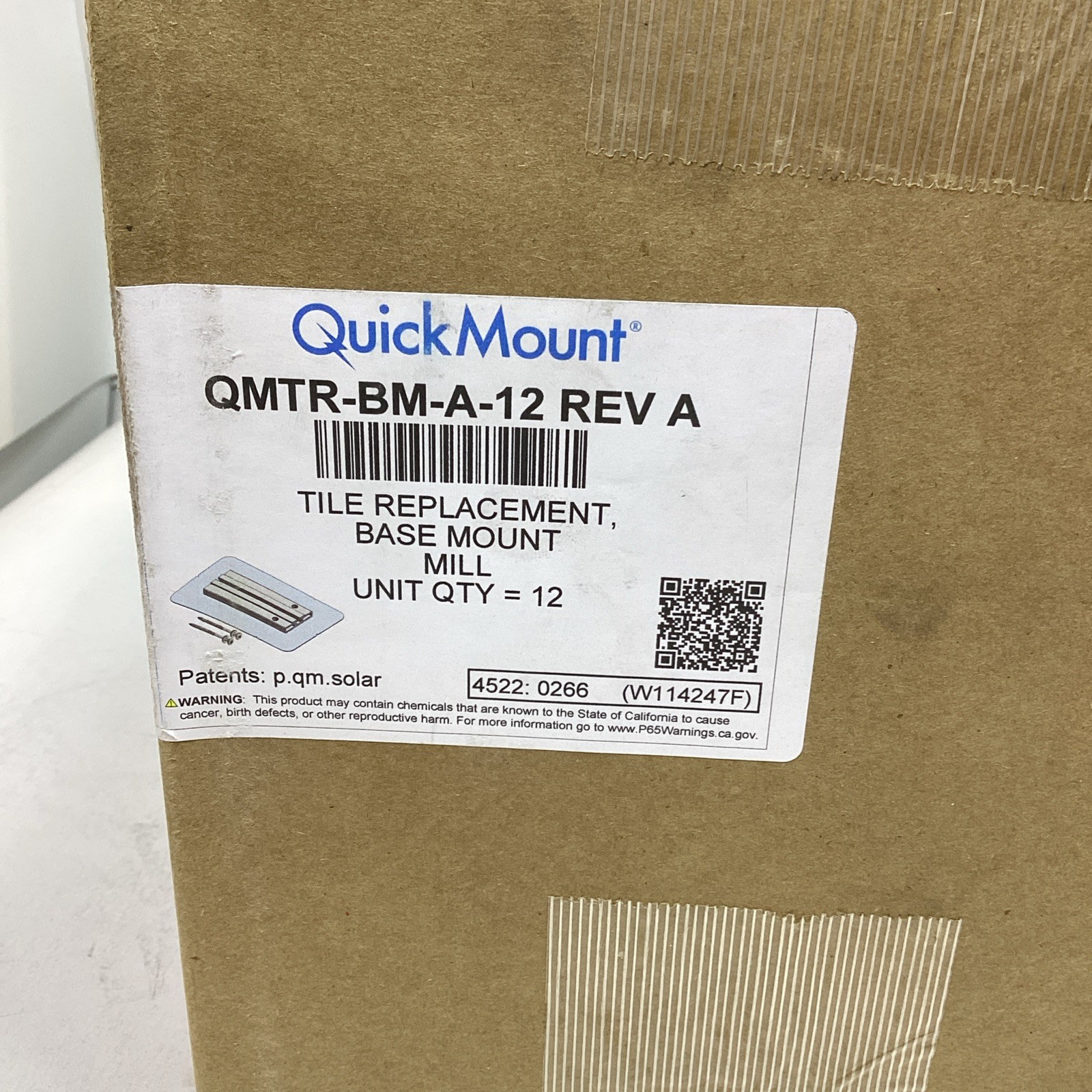 Case of 12 Quick Mount QMTR-BM-A-12 Tile Replacement Base Solar Roof Mount