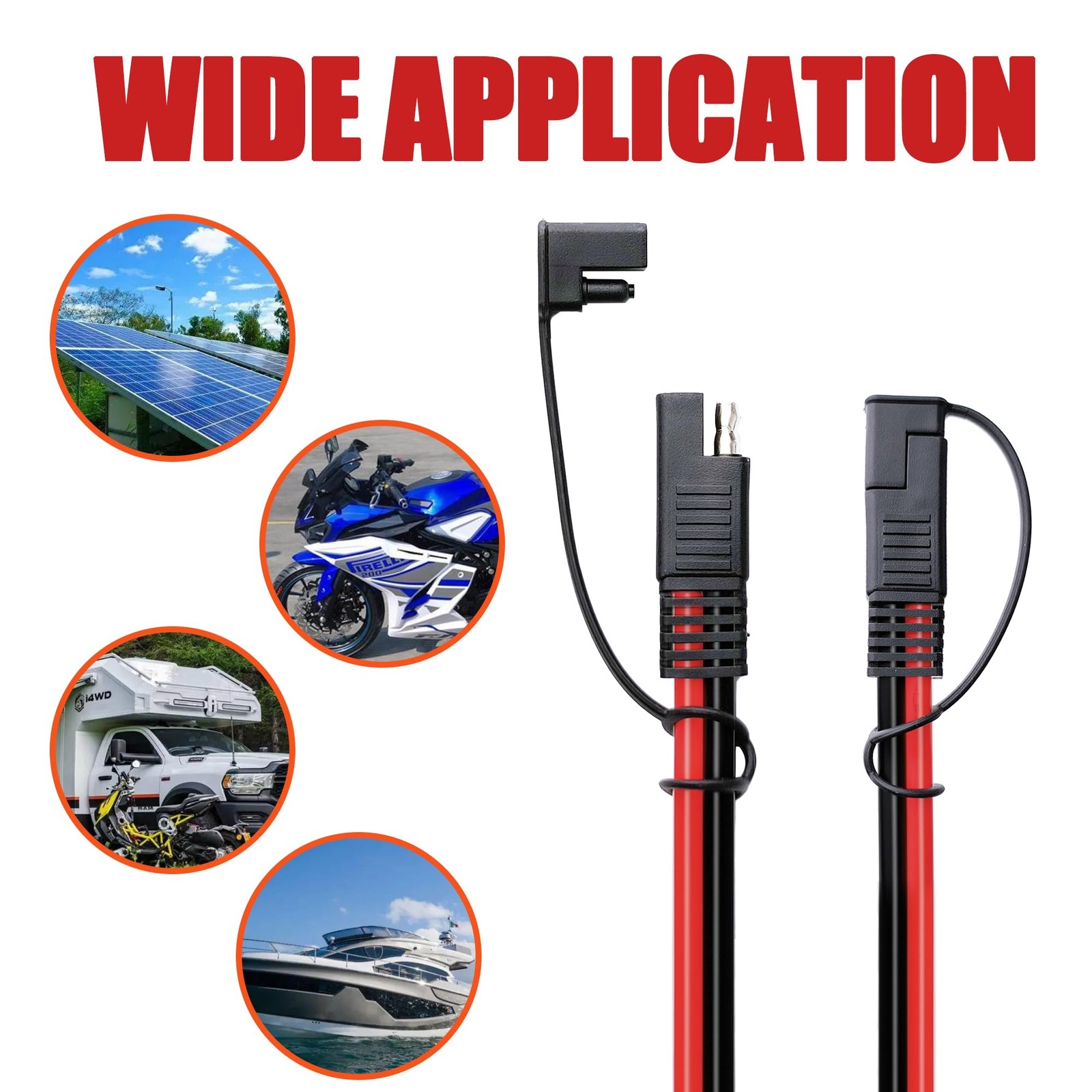 SAE Extension Cable 14AWG for Solar Panel, Automotive, RV, and Trailer Use –