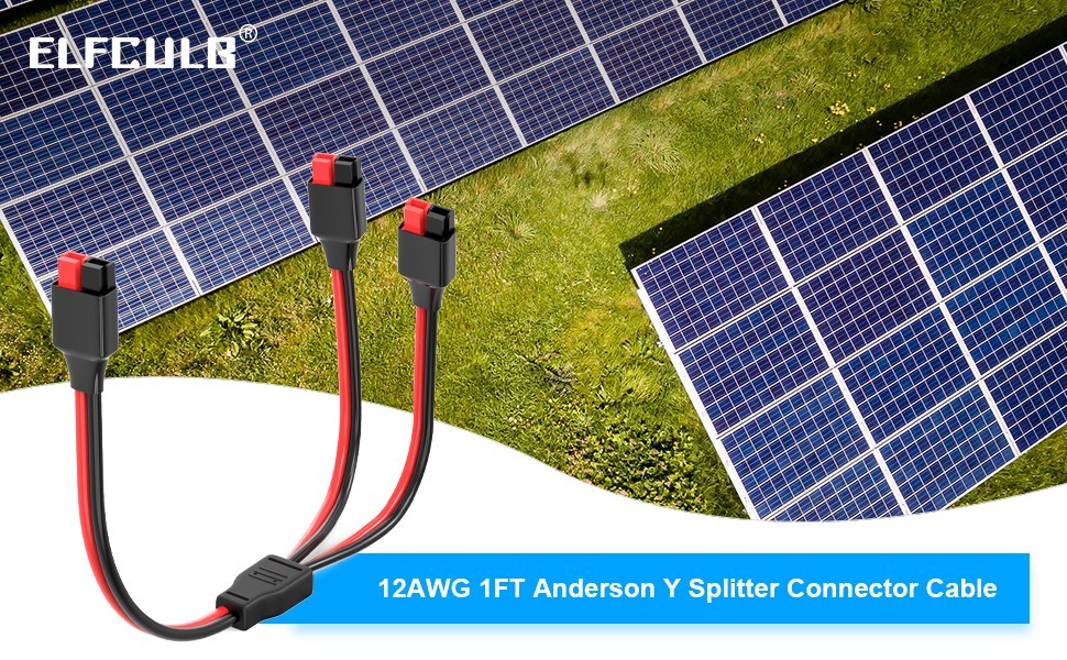 Anderson Y Splitter Cable,12AWG Solar Charging Cable for Solar Generator Power