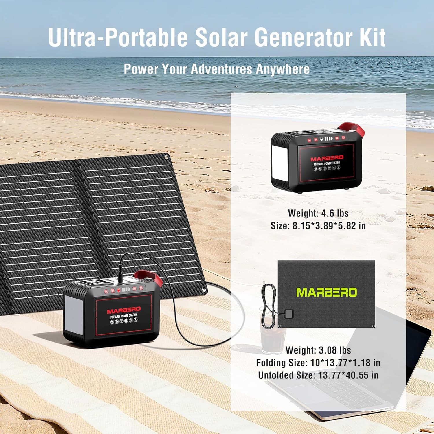 MARBERO 237Wh Solar Generator with Solar Panel Included Portable Power Station 3