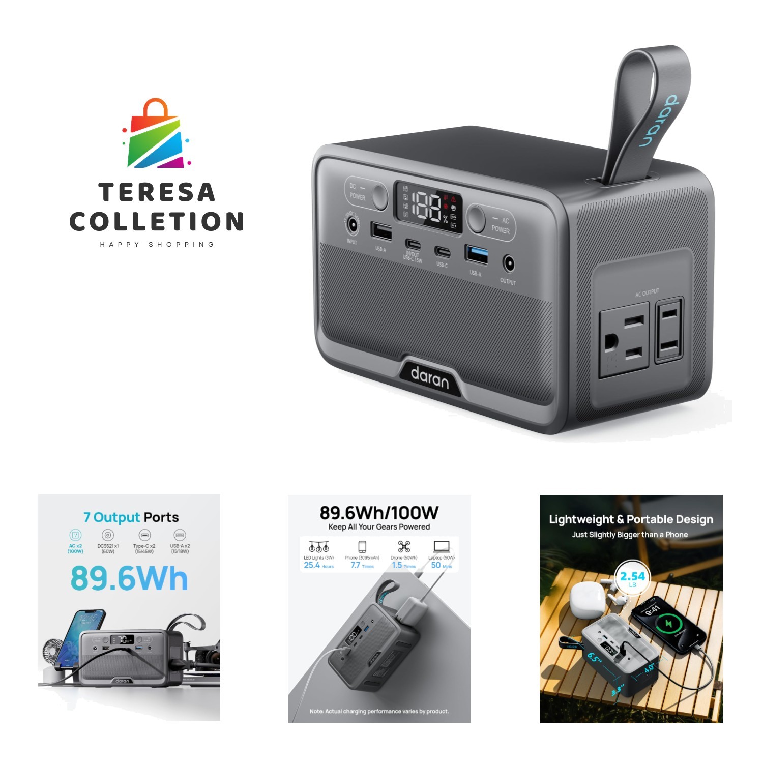 Portable 89.6Wh Power Generator with LED Display & Safety Features – Ideal Gift