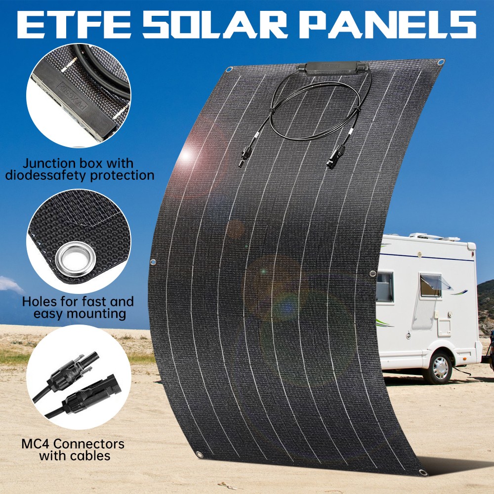 150W ETFE Flexible Solar Panel 12V Mono RV Marine Boat w/ 100A Charge Controller