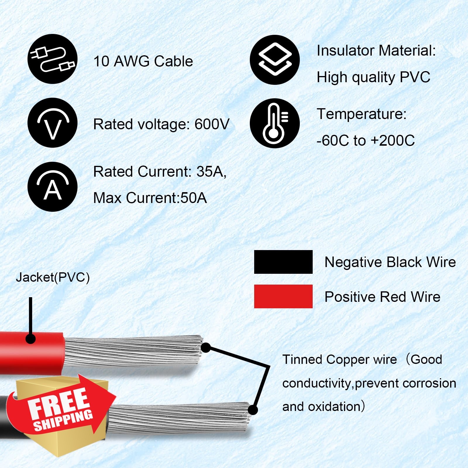 MOOKEERF 25ft 10AWG Solar SAE Cable