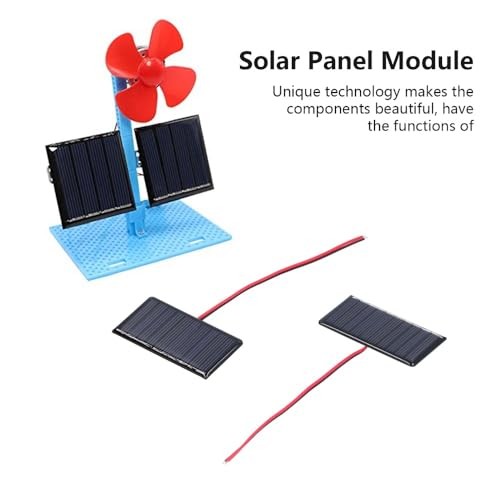 2Pcs Solar Panel Module 5V 0.3W Polysilicon Mini Solar Cells with Wires for