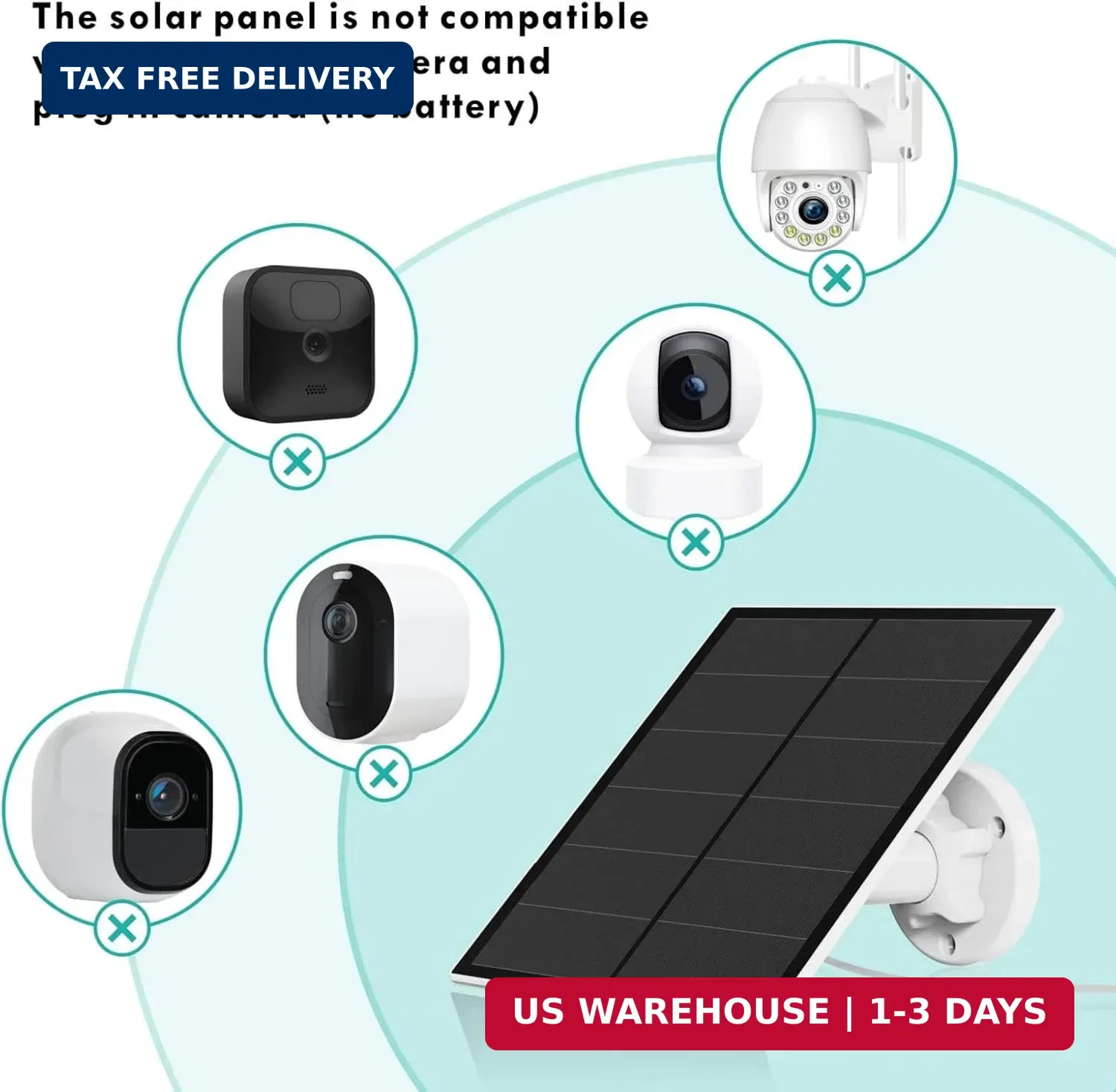 5W Solar Panel for Security Camera Outdoor, 5V USB Solar Panel Charger Compatibl