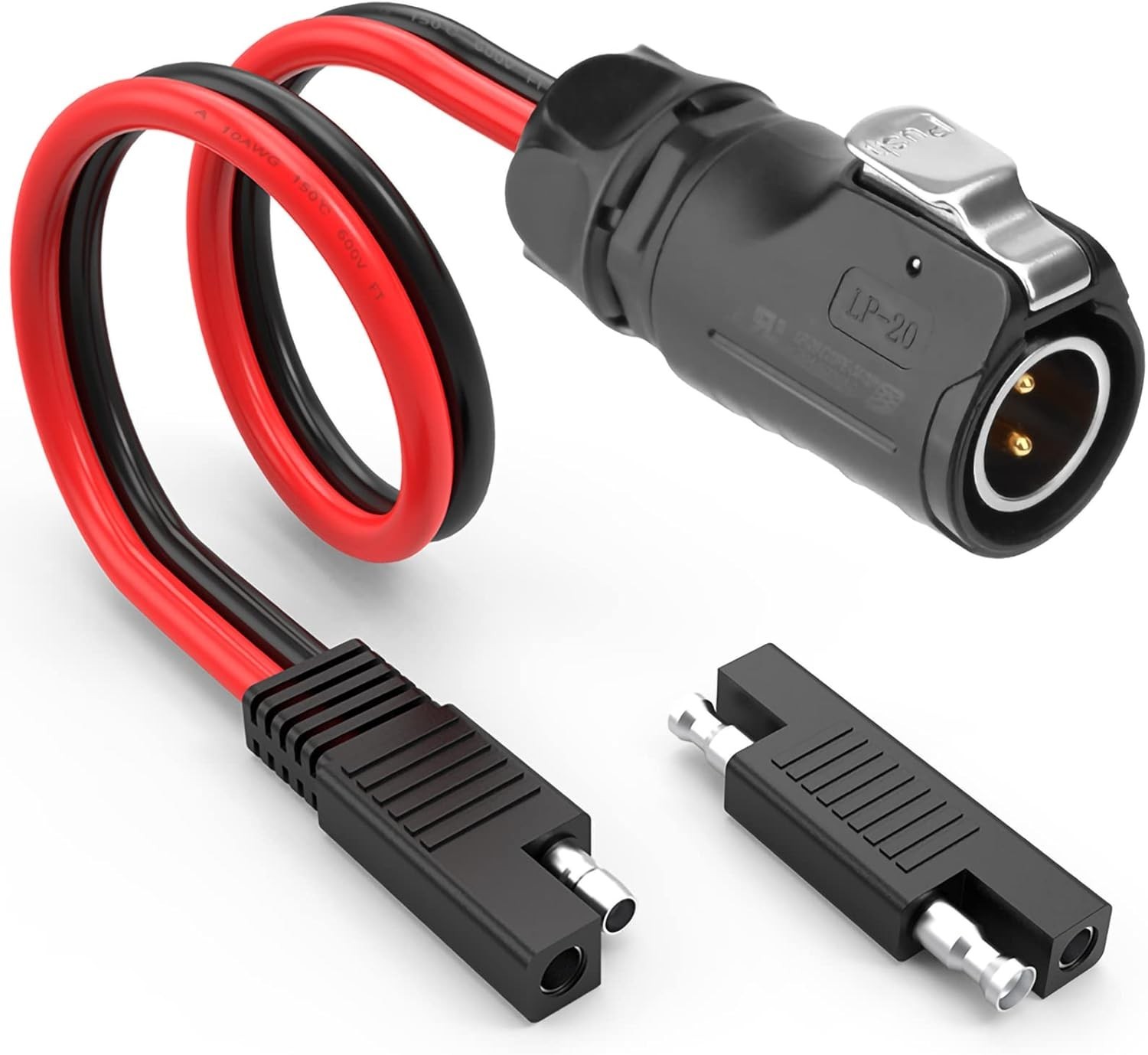 Reliable 10AWG SAE to 2 Pin Industrial Connector – Ideal for Solar and RV Use