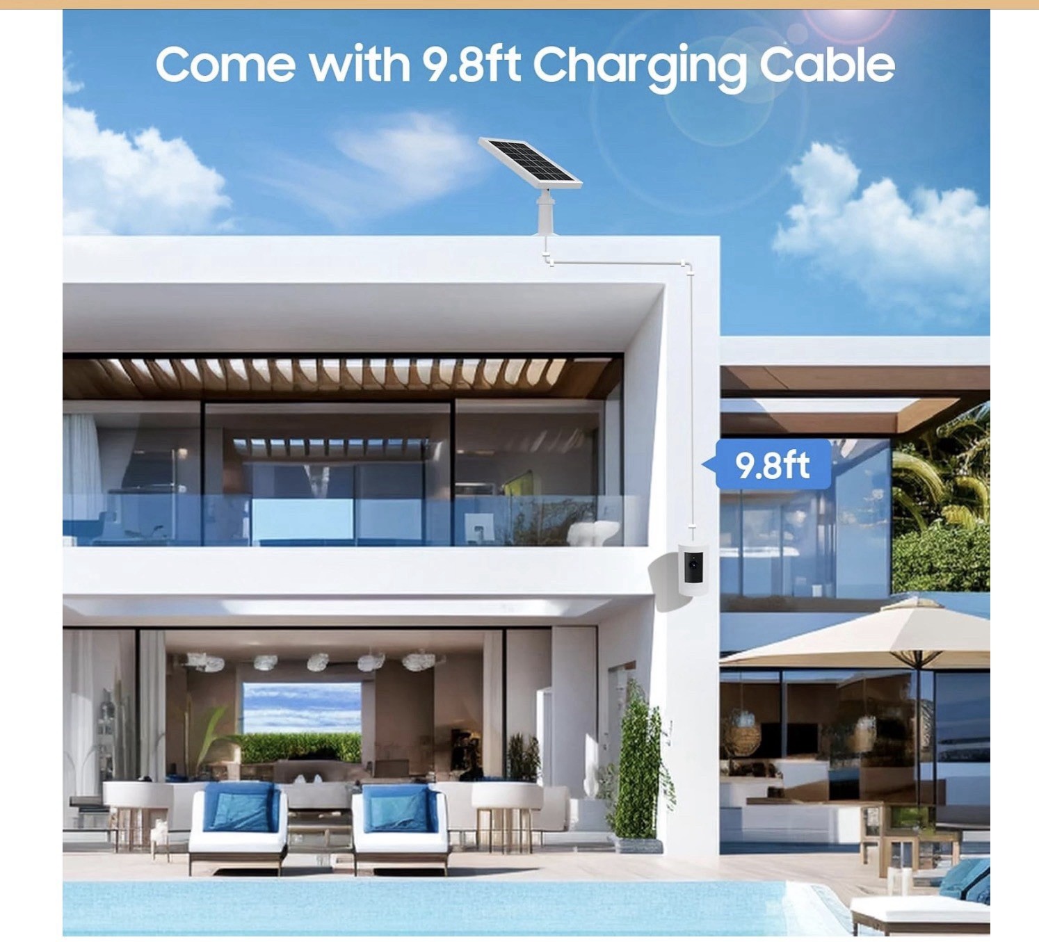 2 Pack Solar Panel Charger for Ring Security Camera 5 W 10 Ft Cord 5 in Panel ￼
