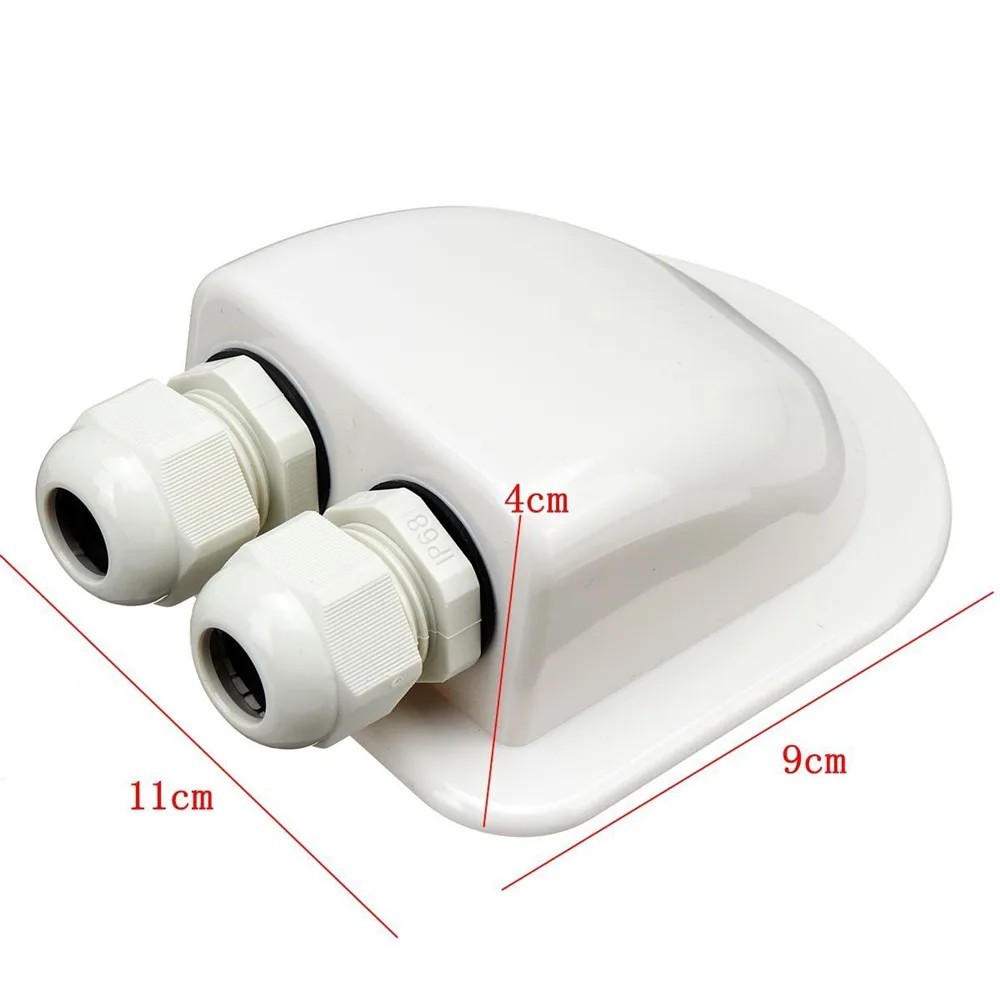 Waterproof Double Cable Entry Gland Box ABS Roof Connector for RV Boat Solar Pan
