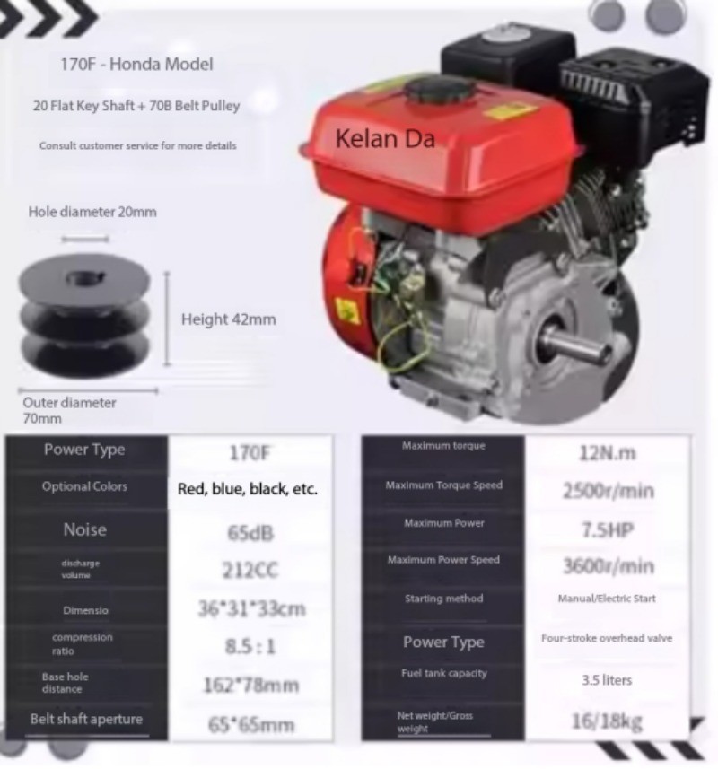 Small Engine 170F Gasoline-Powered Thresher Water Pump Grain Thresher
