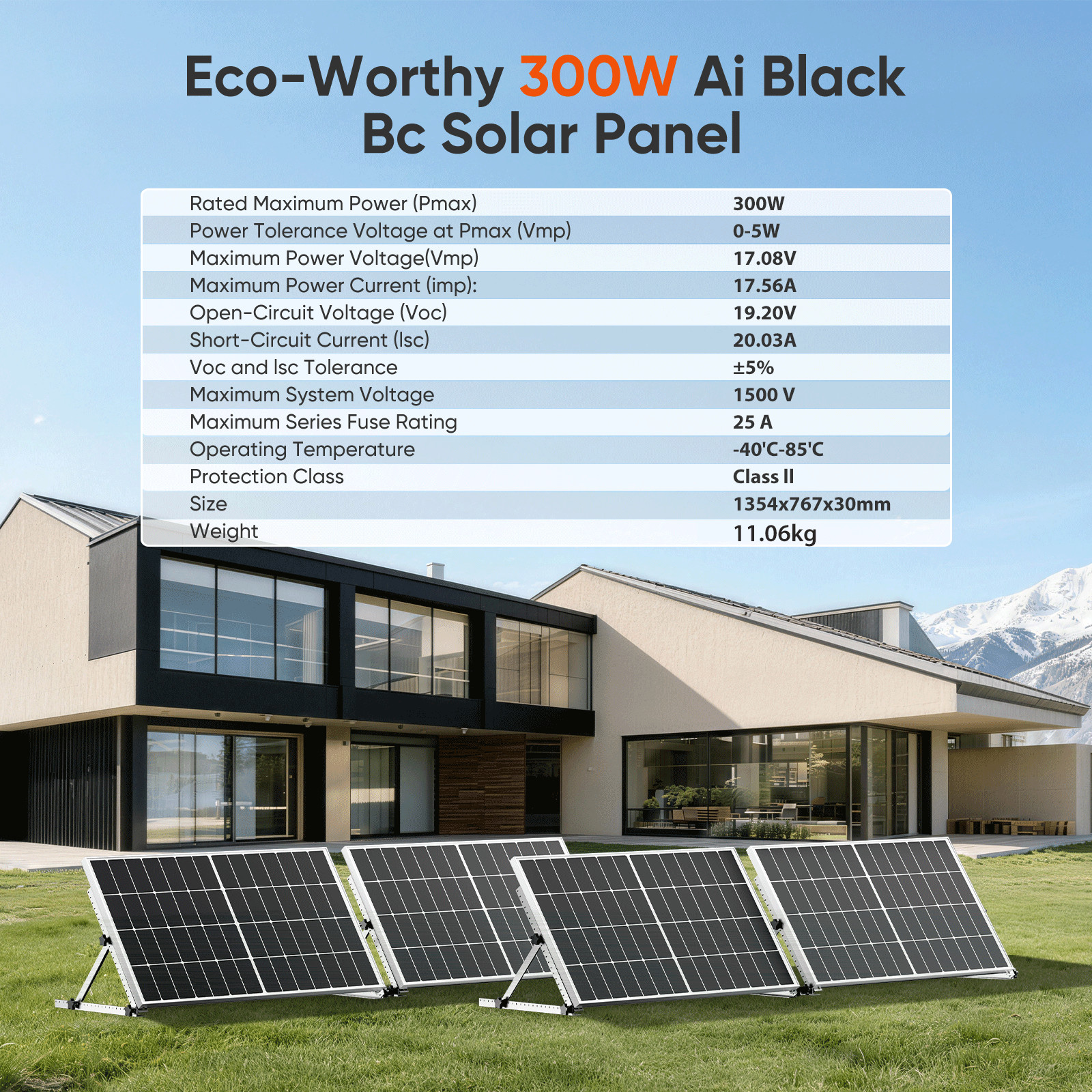 300W 12V Monocrystalline Solar Panel for Home RV Trailer Off Grid Boat Caravan