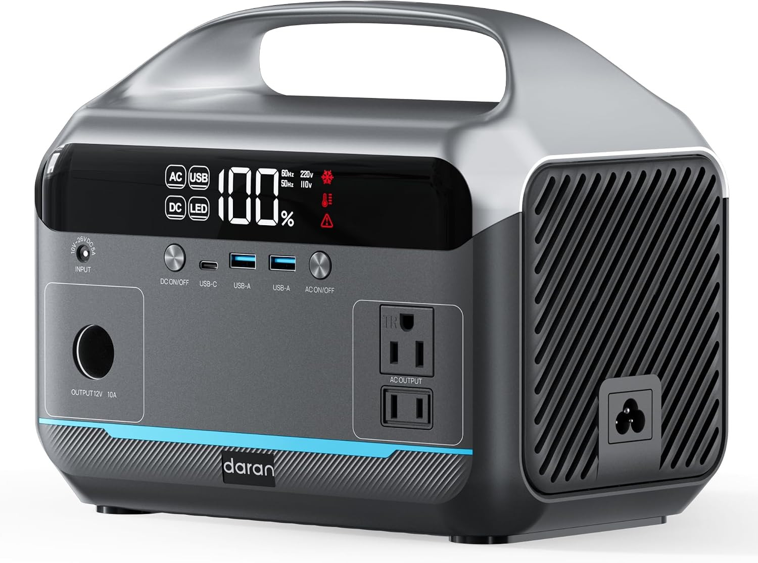Portable Power Station 600W, 288Wh Lifepo4 Battery Backup Power W/2×600W AC Outl