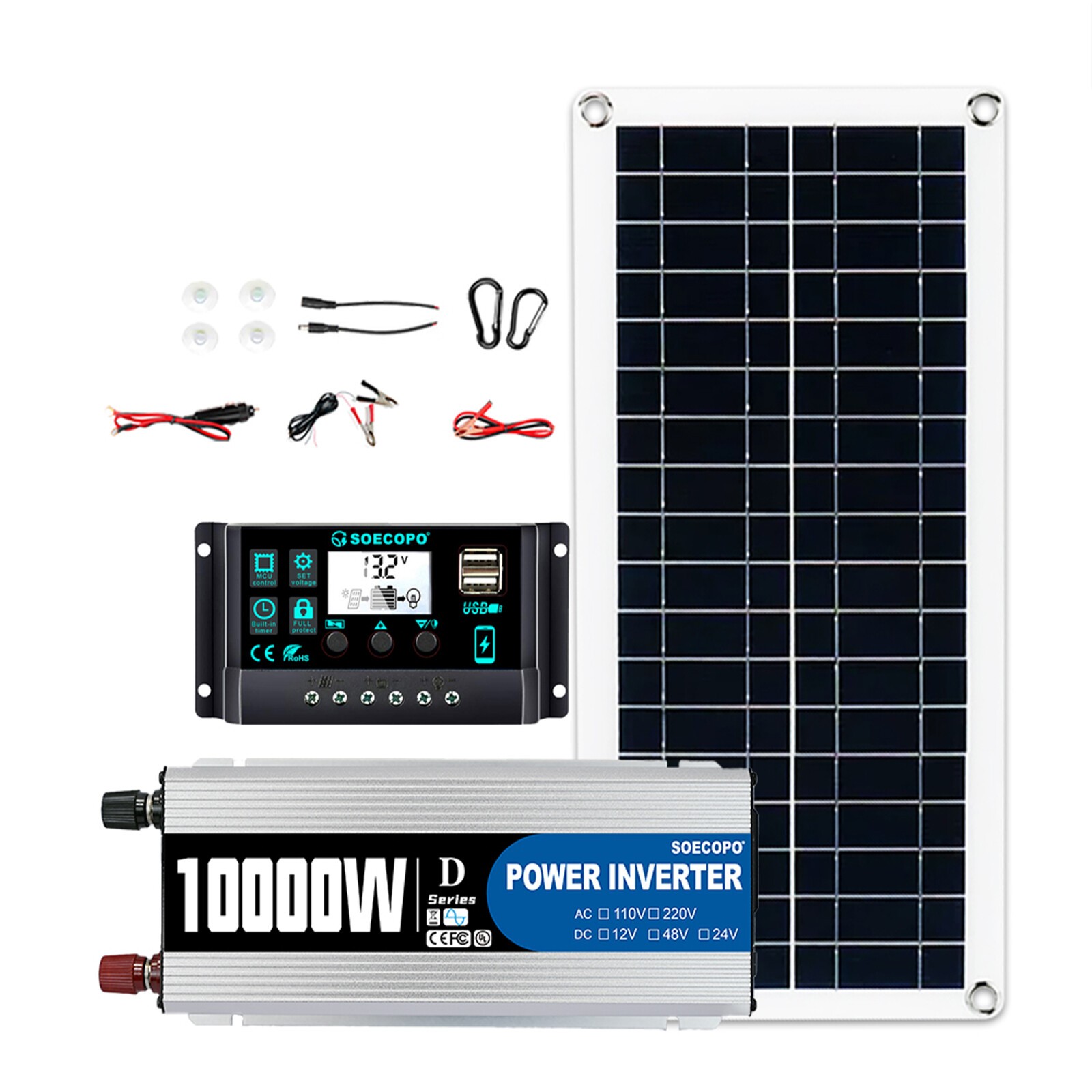 10000W Power Inverter Solar Generator W/200W Solar Panel Home Complete Kits 22qJ