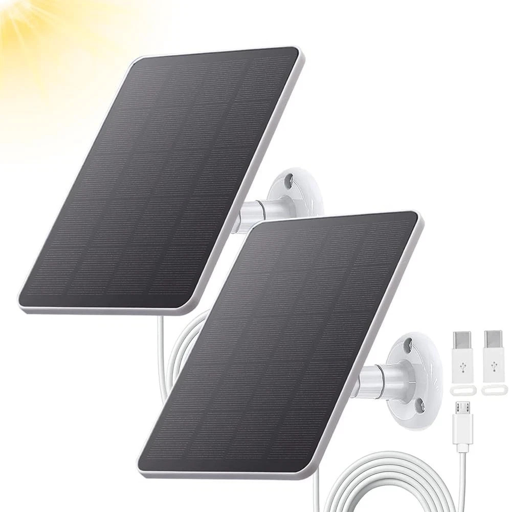 2-Pack 4W Solar Panel for WYZE Battery Cam Pro, 10ft Cable, Indoor/Outdoor