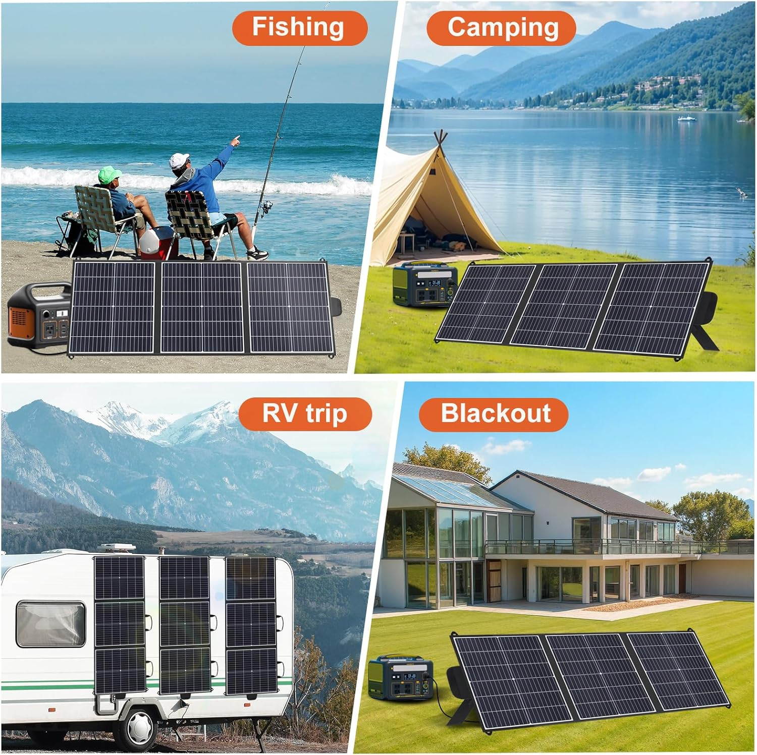 100W Portable Solar Panel 20V Foldable Solar Charger with USB-A, Type-C & DC Out