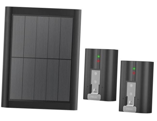 2-Pack 7200mAh Replacement Ring Battery with 5W Solar Panel Charger for black
