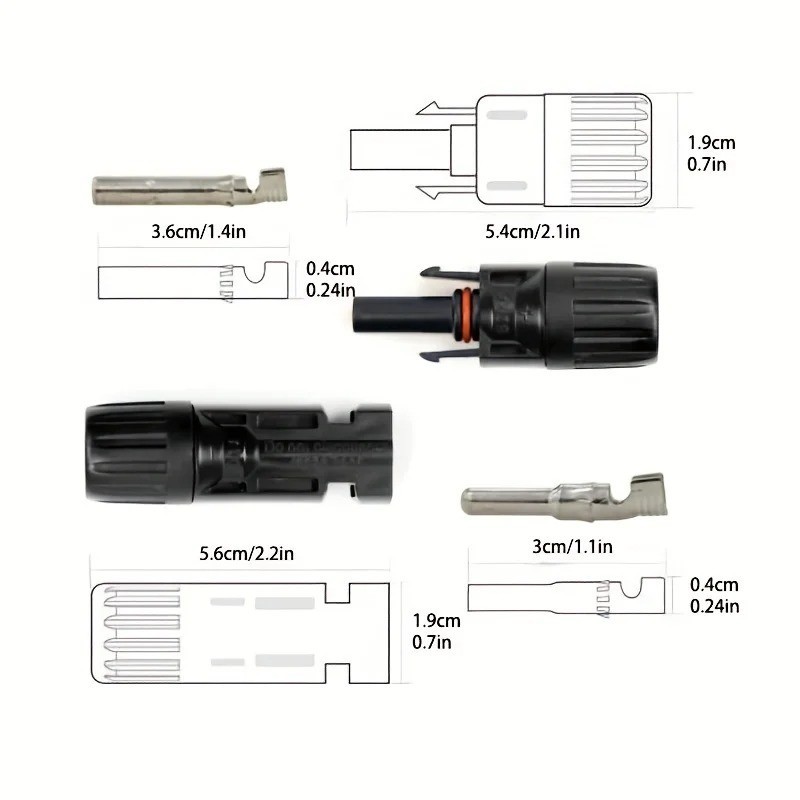 10/20/50/100/200 Pairs Solar Cable Connectors Male Female DIY For Solar Panel US