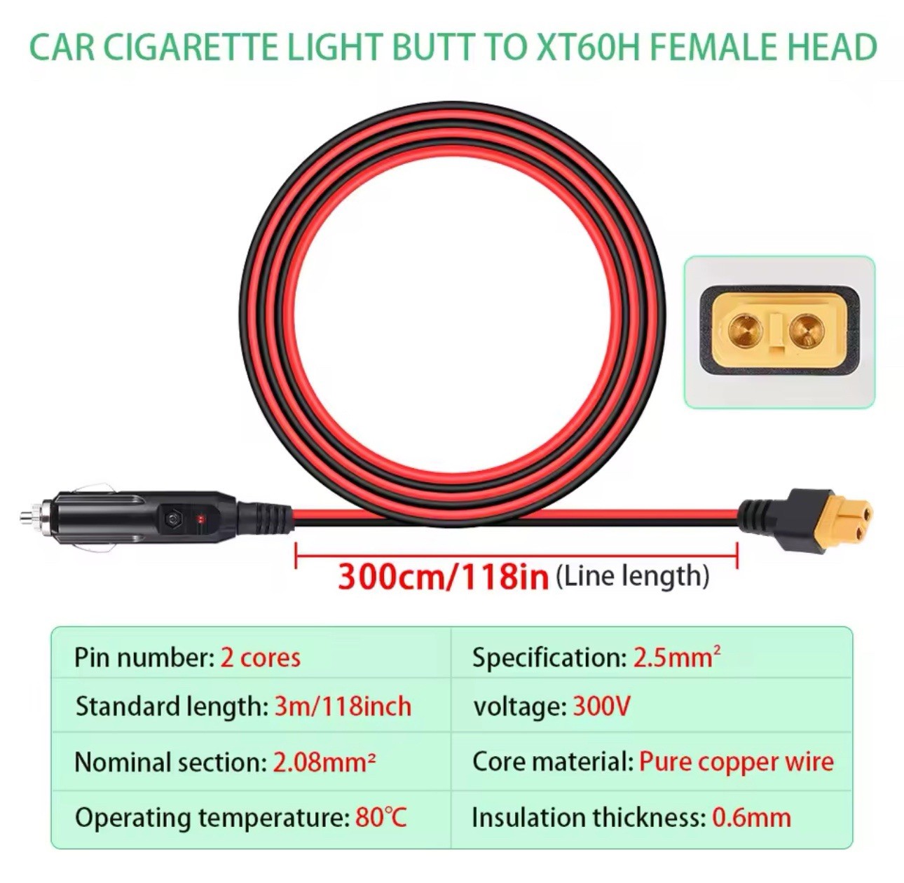 10 ft XT60 Female to Solar Connector Extension Cable Wire for Solar Generator