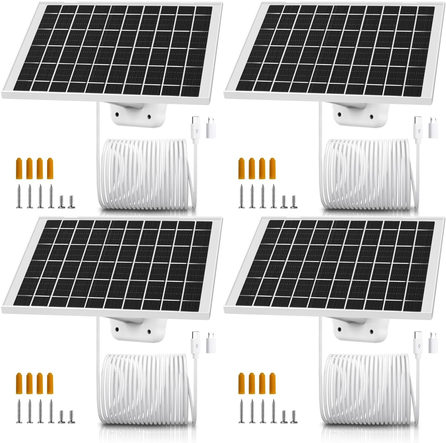 4 Pack 7W Solar Panel Charger for Arlo Essential 2K Outdoor 2Nd Gen 3Rd