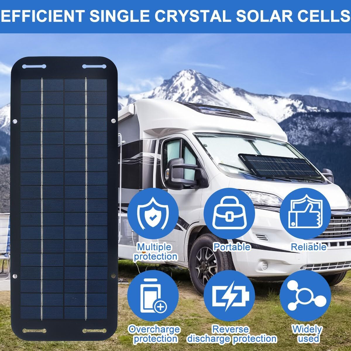 30W Solar Panel 12V Trickle Charger Battery Charger Kit Maintainer Marine Car RV