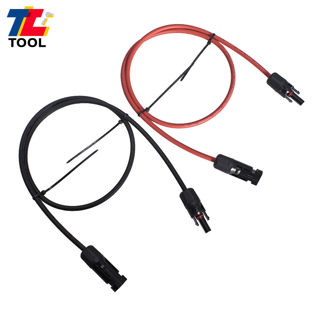 1 Pair Black + Red 3 Feet Solar Panel Extension Cable Wire Connector 10 AWG