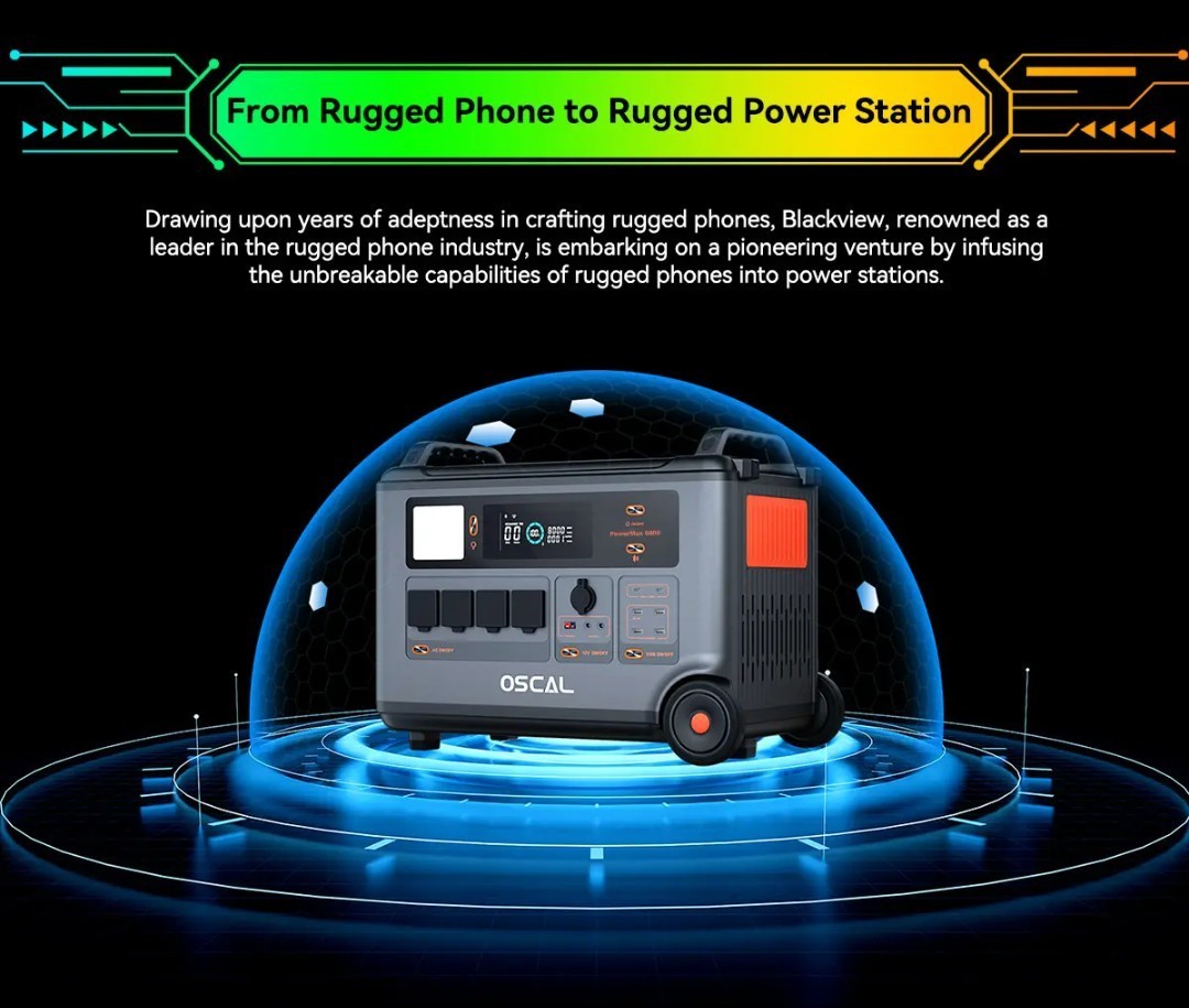 Blackview OSCAL PowerMax 6000W 3600Wh LiFePO4 Portable Camping Solar Generator
