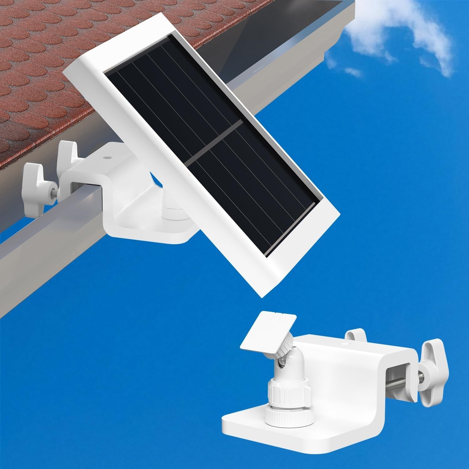 Gutter Mount Compatible for Ring Solar Panel, 360°Adjustable Universal Solar …