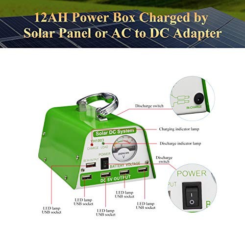 Solar Lights for Inside, 4 Bulbs Solar Shed Lights with On Off Switch, 30W