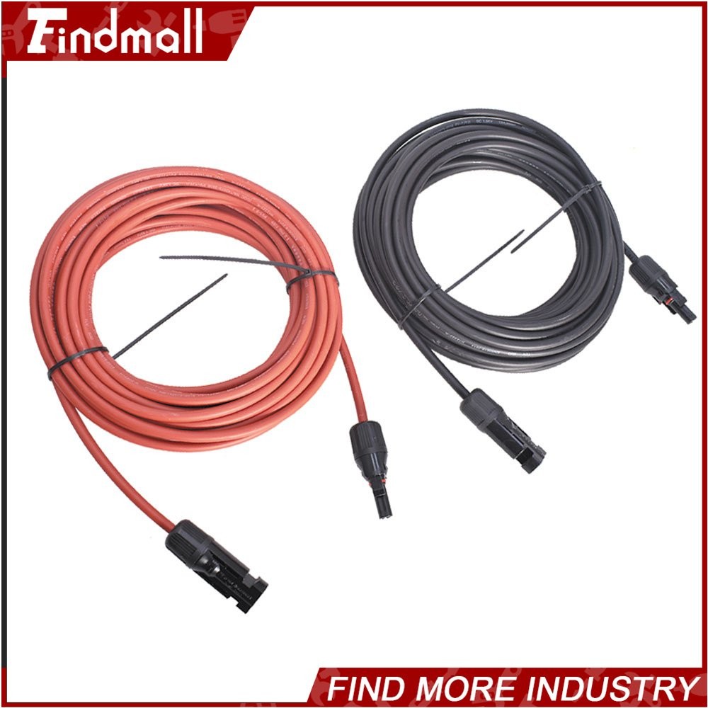 Findmall 10AWG Black + Red 30FT Wire Connector Solar Panel Extension Cable