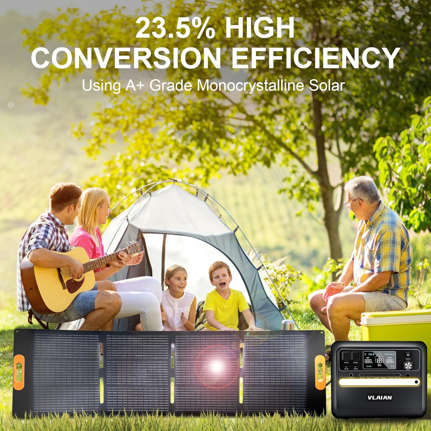 200W Solar Panel with MC4 Output, 3-in-1 DC Connector for Outdoor Use