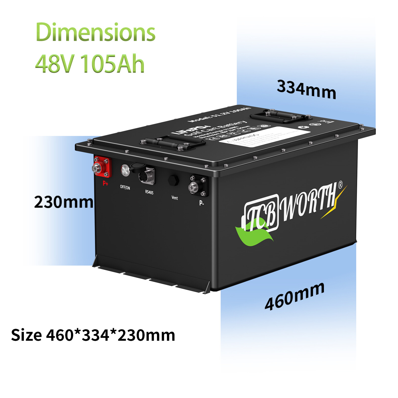 LiFePO4 48V 105Ah Golf Cart Lithium Battery 200A BMS 15000Cycle Club Car&Charge