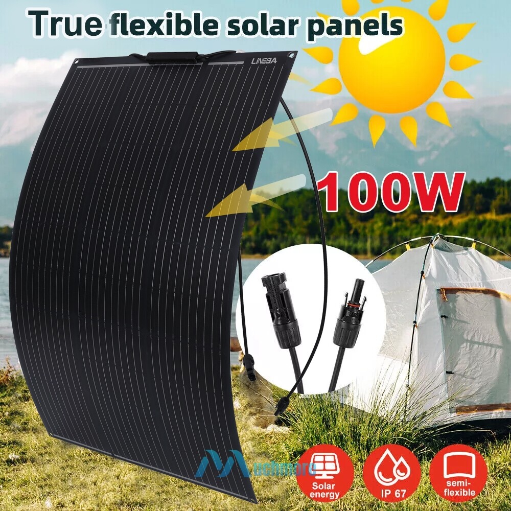 100W 200W Flexible Monocrystalline Solar Panel Kit 18V for Home/Caravan/RV/Boat
