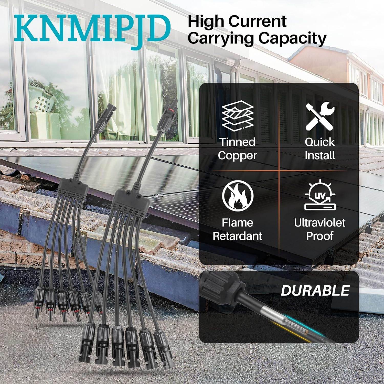 Solar Panel Connector 6 to 1 Y Branch Parallel Adapter, 30A 1000V 10AWG
