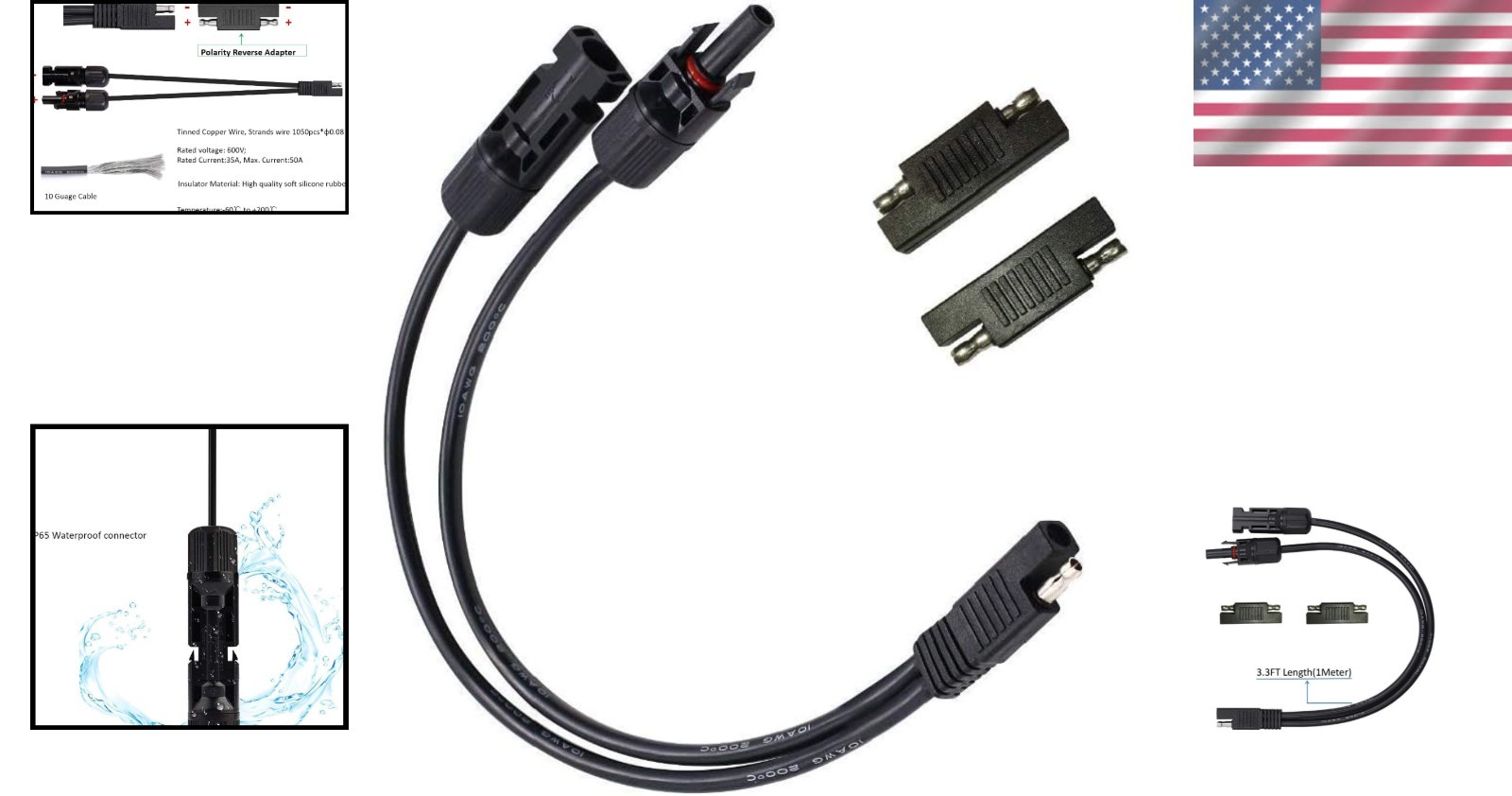 3.3ft SAE to SAE Polarity Reverse Cable