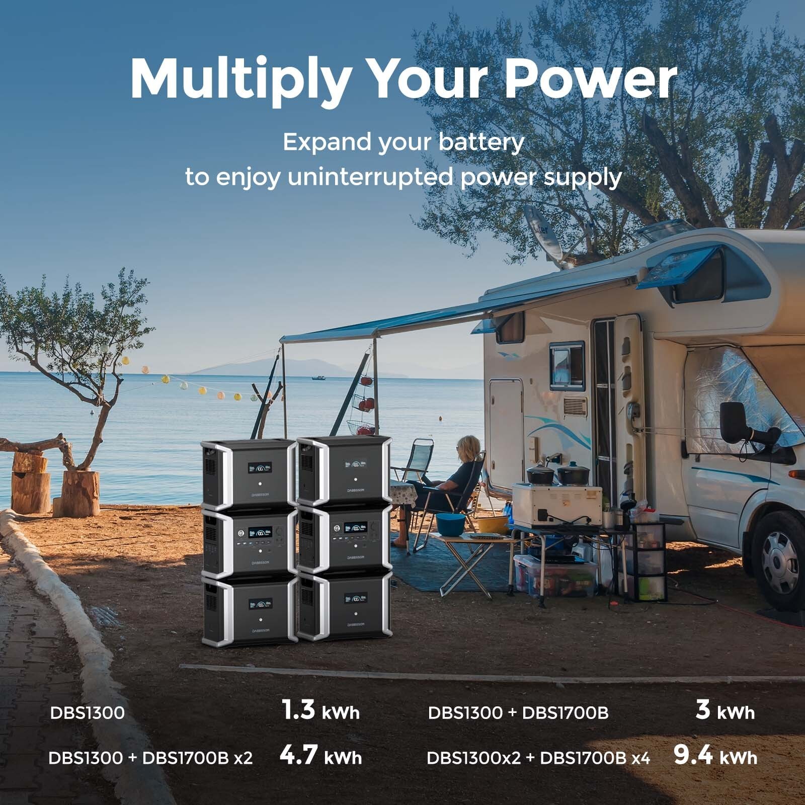 Dabbsson 1200W 1330Wh Portable Power Station Camping w/ Folding Solar Panel 210W