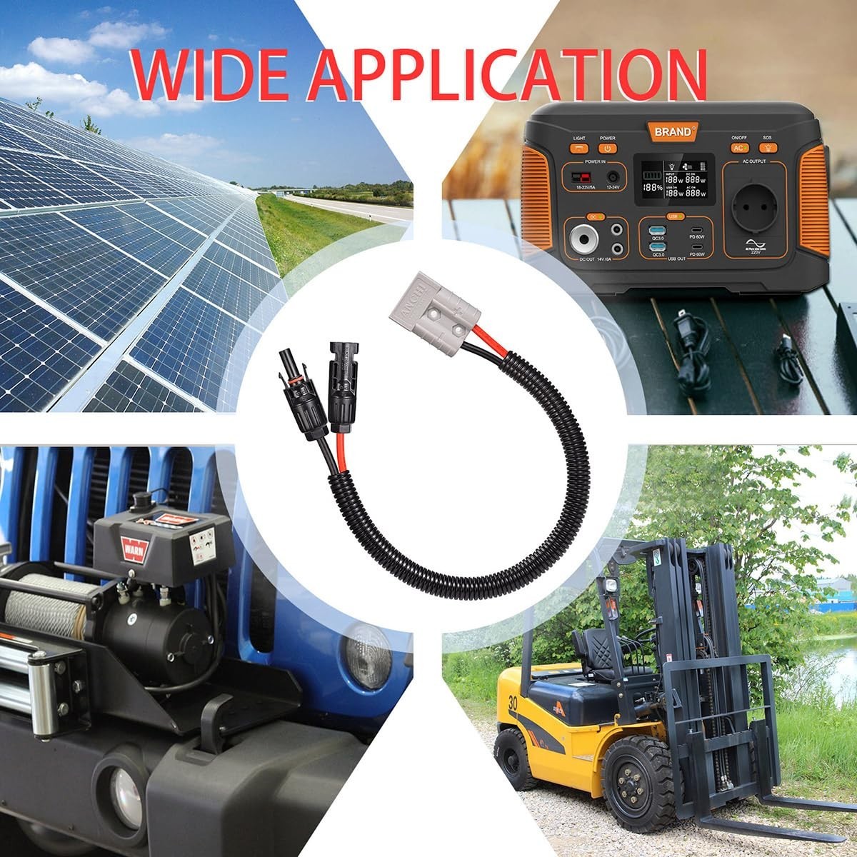 10AWG Solar Panel Connector to Anderson 50A/600V Solar Connector Cable for So…