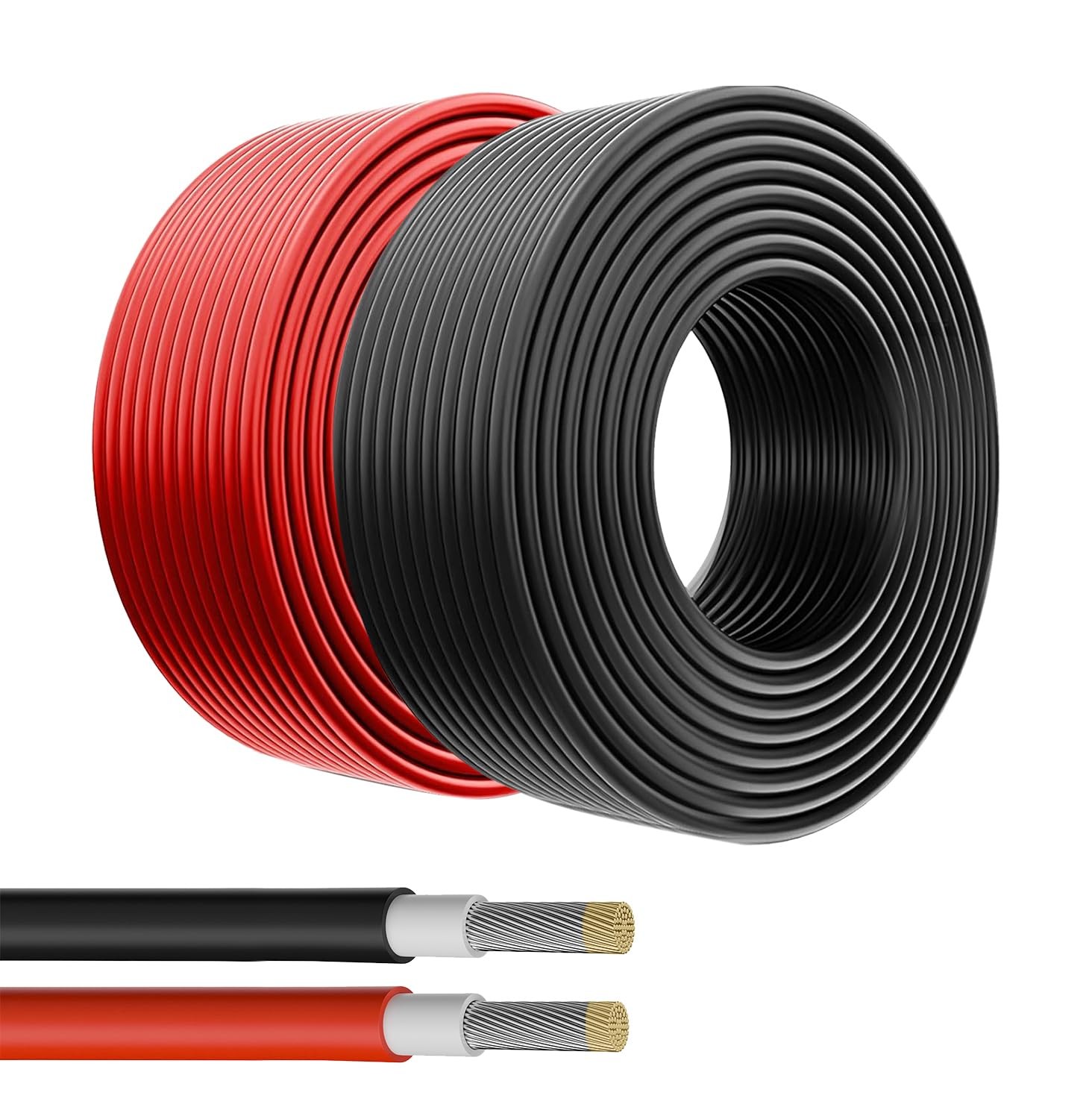 Solar Panel Wire, 2X 50ft (Black+Red) 10AWG Tinned Copper Extension Cable for…
