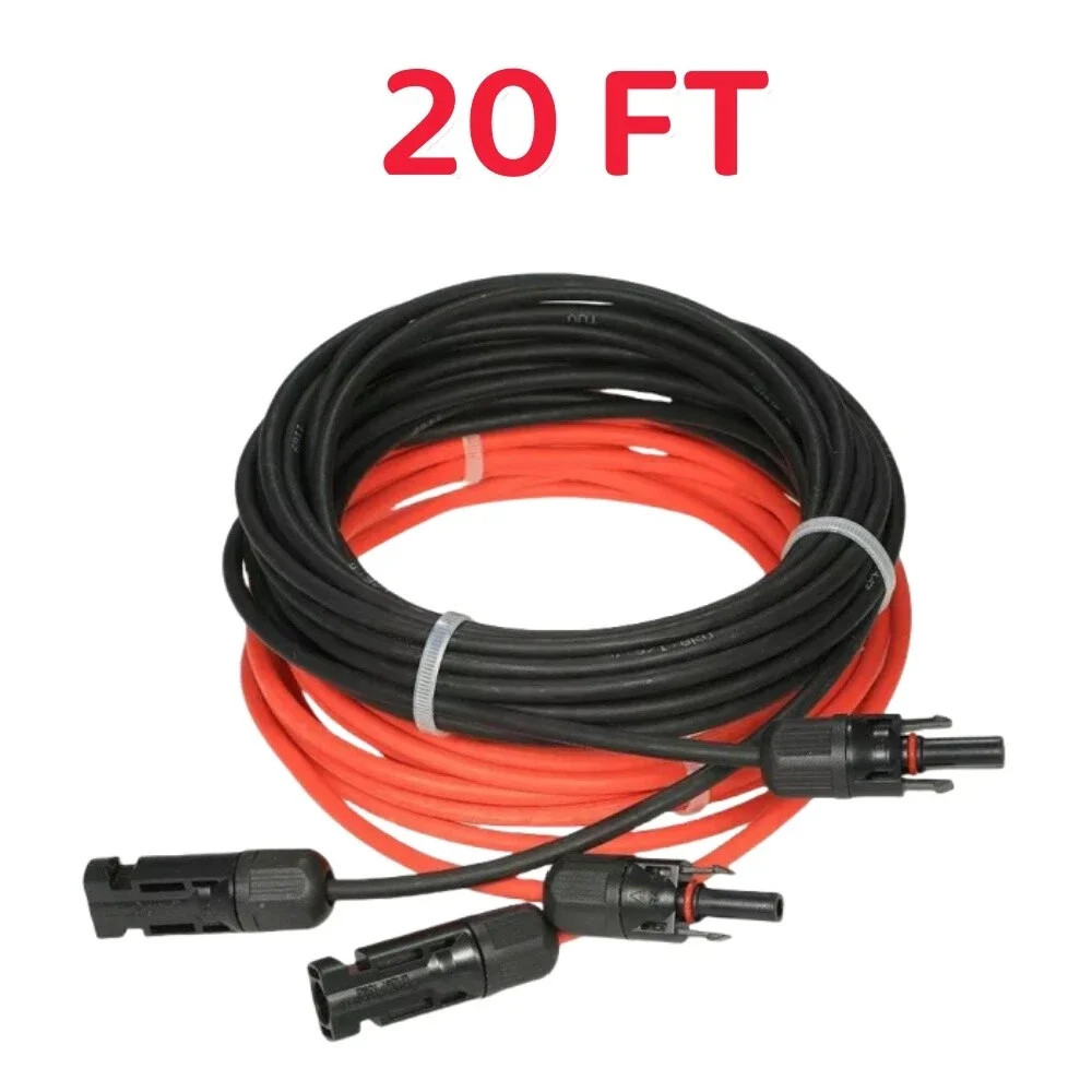 10FT/20FT 6mm 2 Silicone Solar Panel Extension Cable 10 AWG