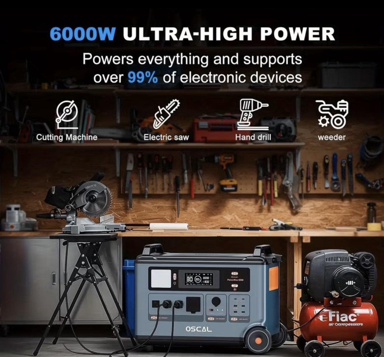 Portable Power Station 6000W Solar Generator With 2 Solar Pannels 200 W OSCAL