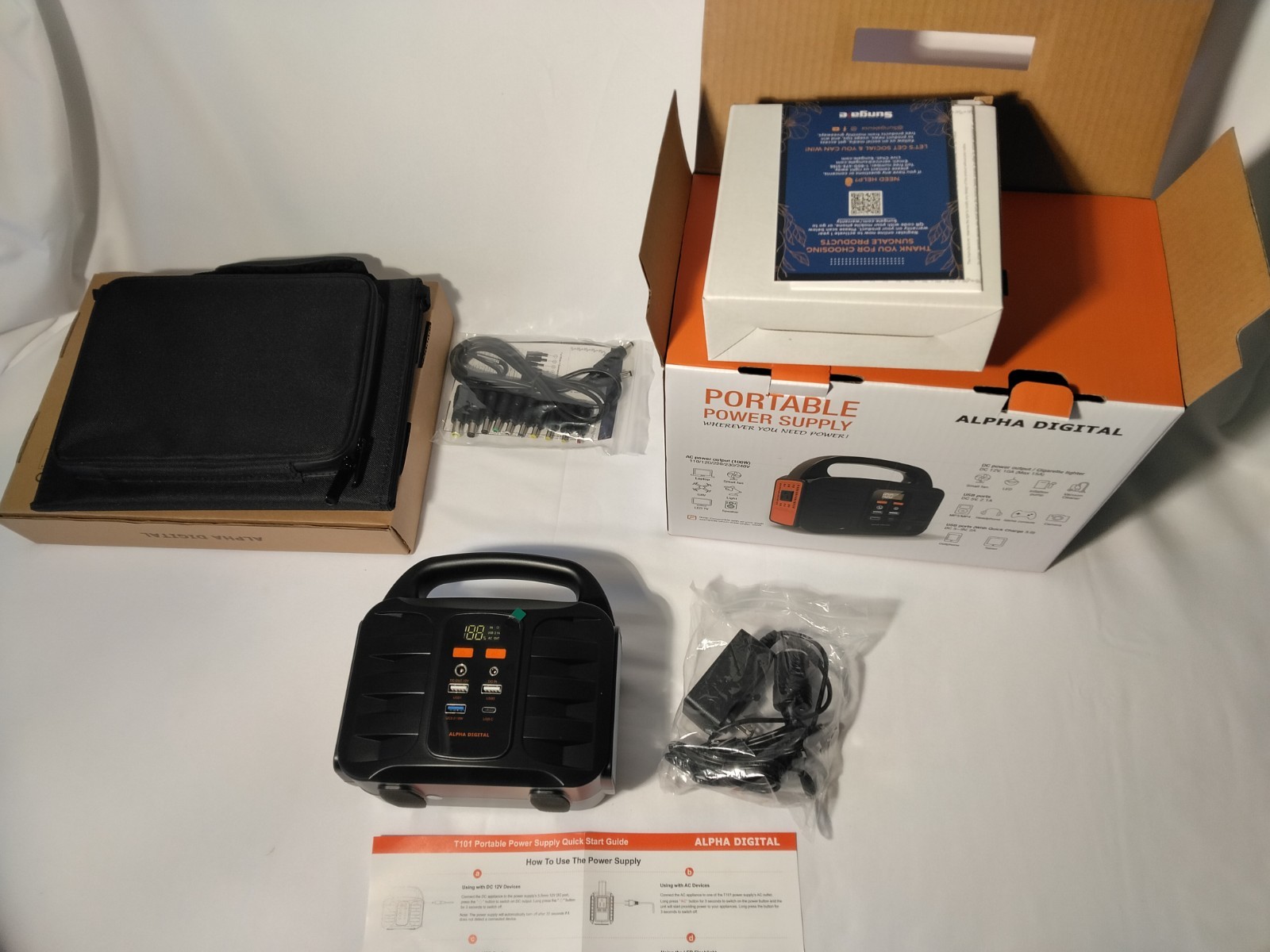 100W Lithium Ion Portable Power Station w/ 40W Solar Panel Digital Display