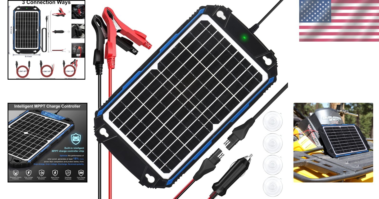 12W Waterproof Solar Charger with 3-Stage MPPT Charging – Versatile & Durable