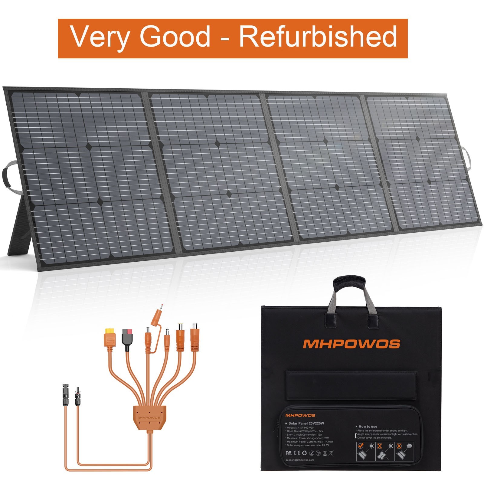 MHPOWOS 220W Solar Panel 20V for Ecoflow RIVER 2 RIVER 3 Power station Refurbish