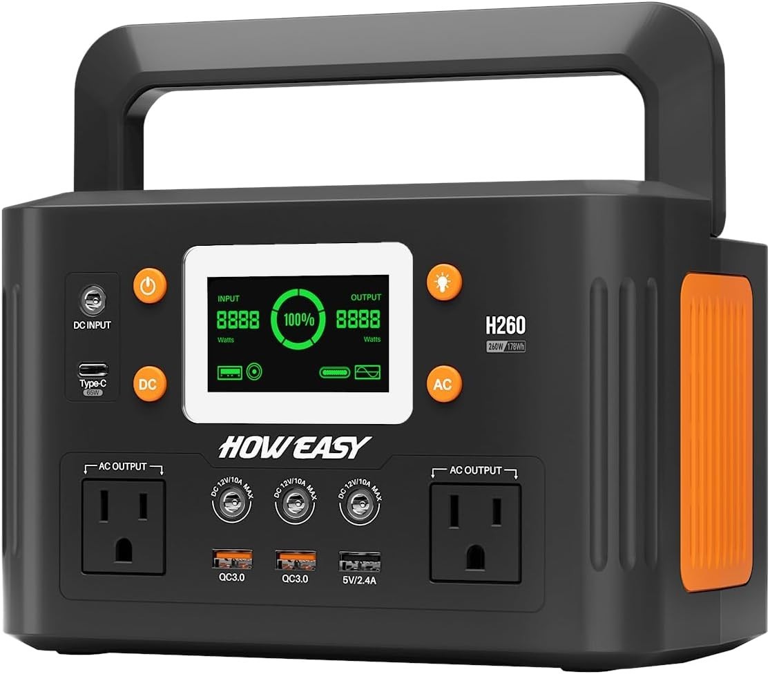 Portable Power Station,260W(500W peak) Solar Generator with PD 65W,110V Pure Sin