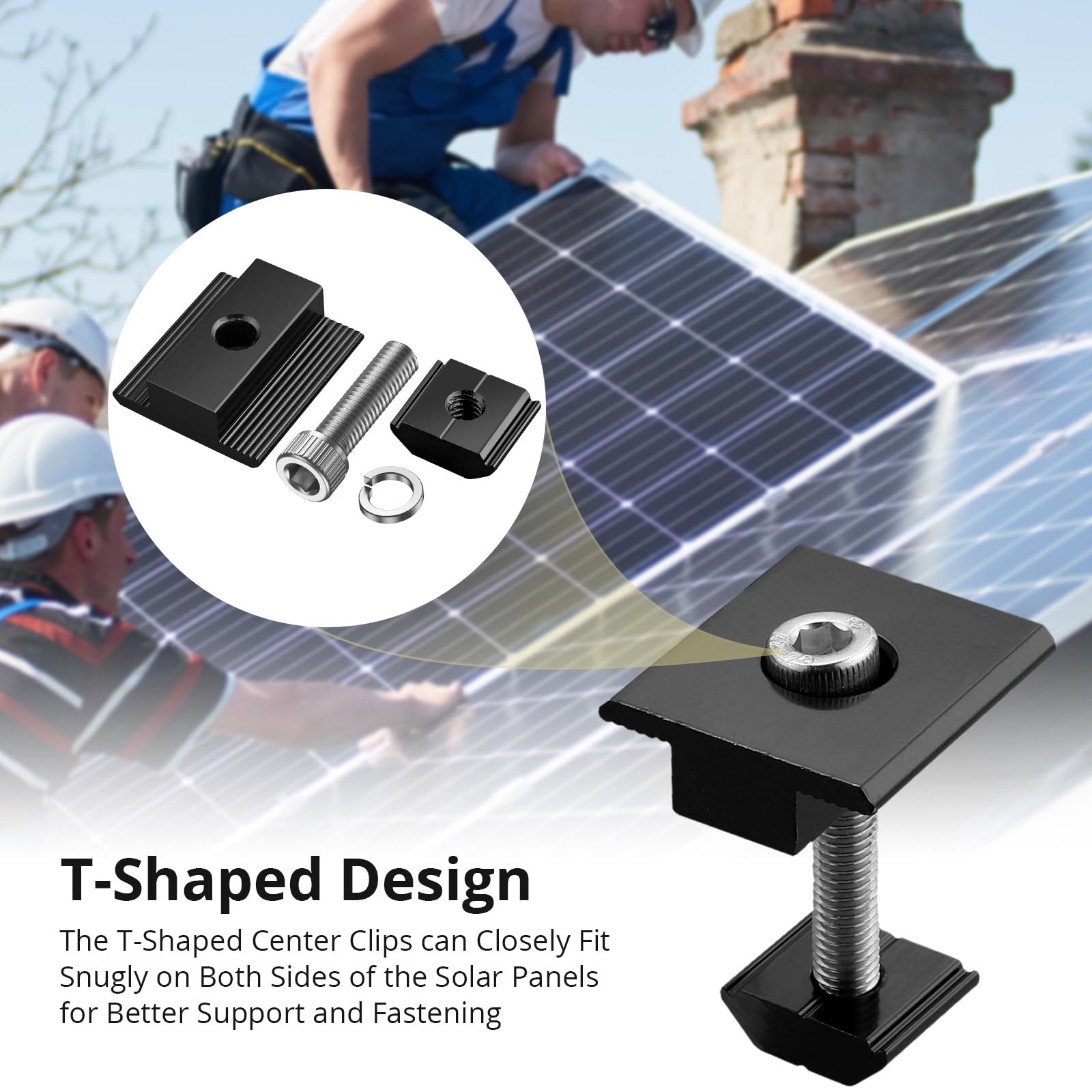 10 PCS Solar Panels Brackets 30mm/35mm, Aluminium 6 x T-Shaped Mid Clamps + 4…