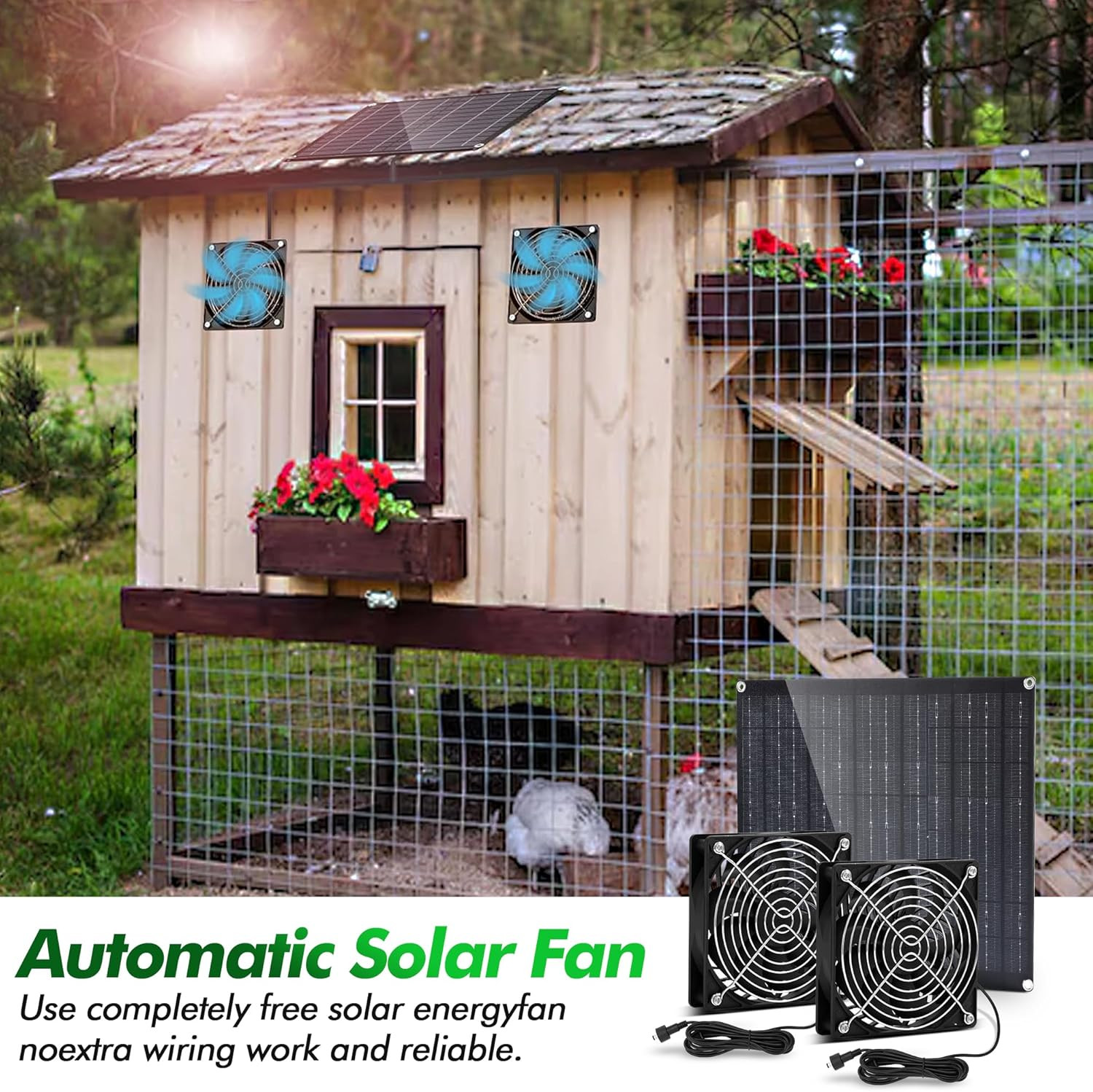 5.5″ Solar Fan, Solar Panel Fan, 30W Solar Powered Fan with Dual IPX7 Waterproof