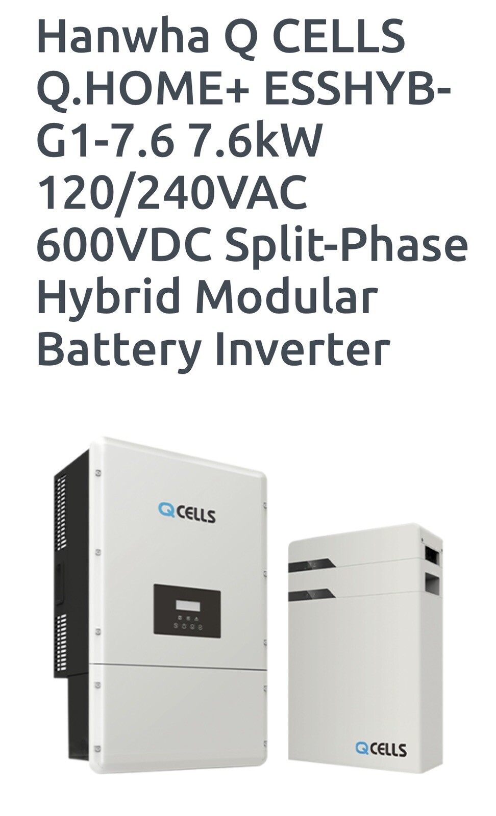 Q Cell Solar Inverter And Battery Back Up System