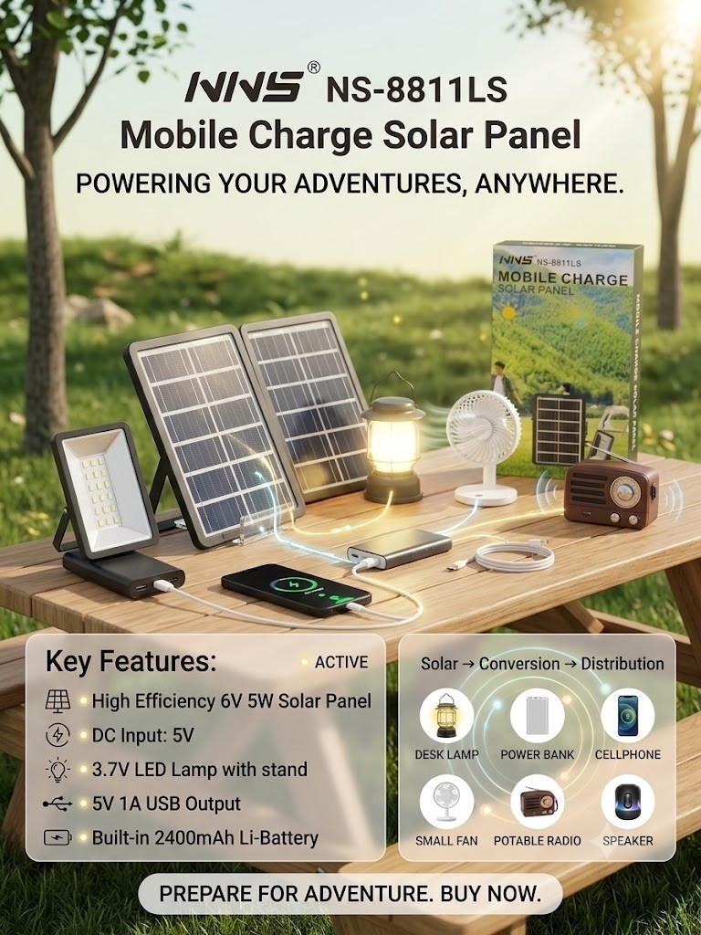 1-pack Portable Solar Panel Charger USB 5V 5W Outdoor Camping Power Bank