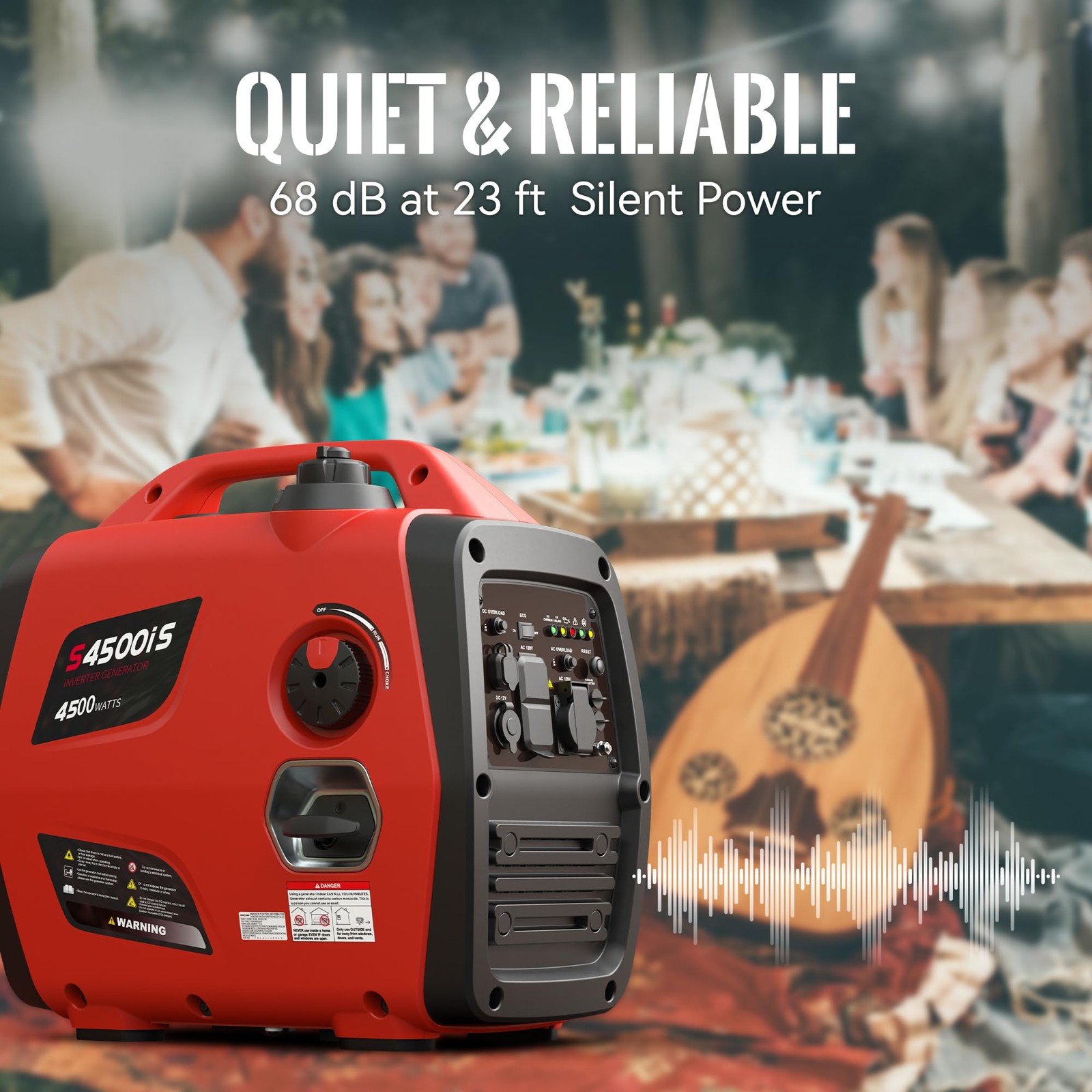 SIOKIUU 4500W Portable Generator Super Quiet Inverter Generator Ultra Lightwe…