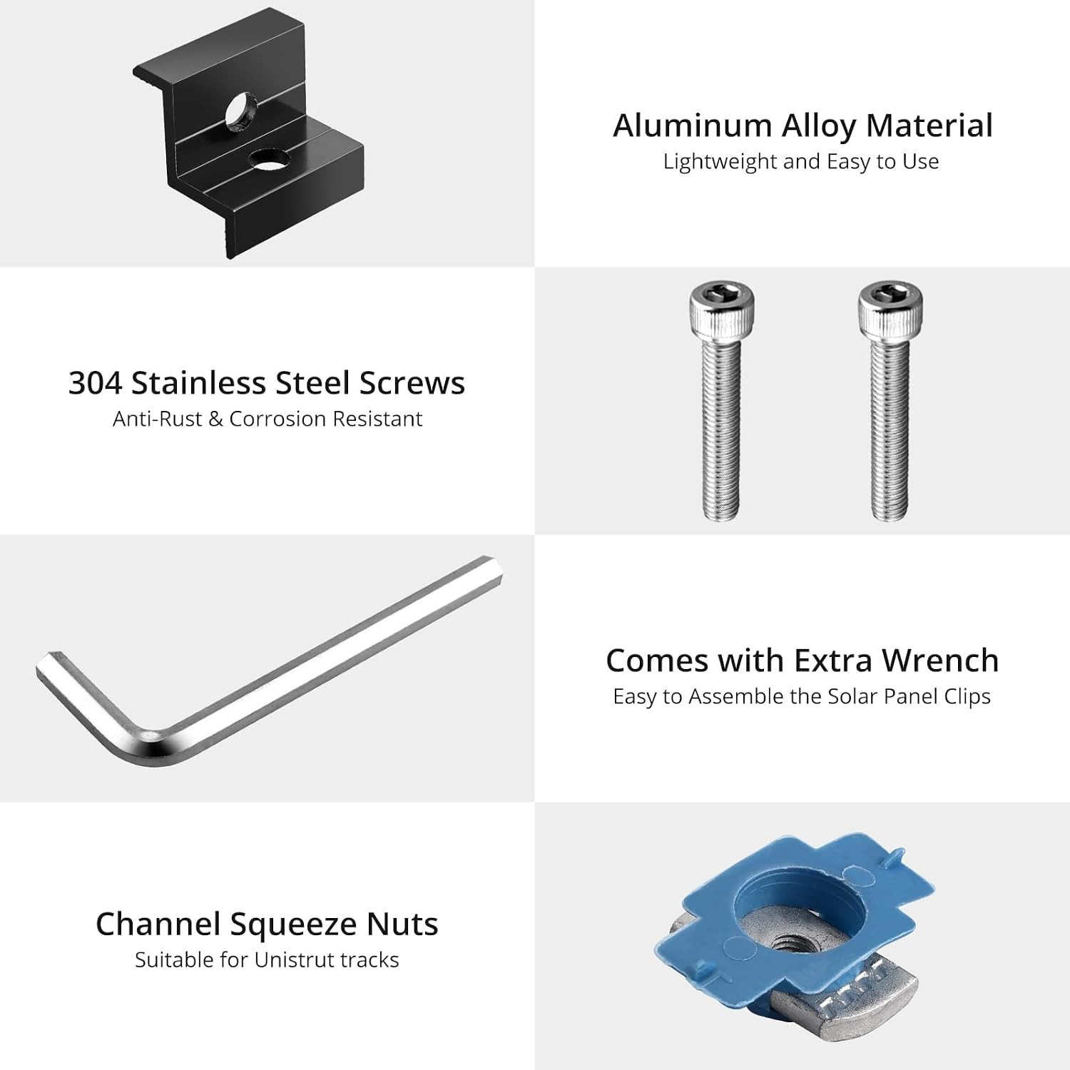 10Pcs Solar Panel End Clamp for Standard Unistrut, Aluminum 30Mm/35Mm Solar Pane