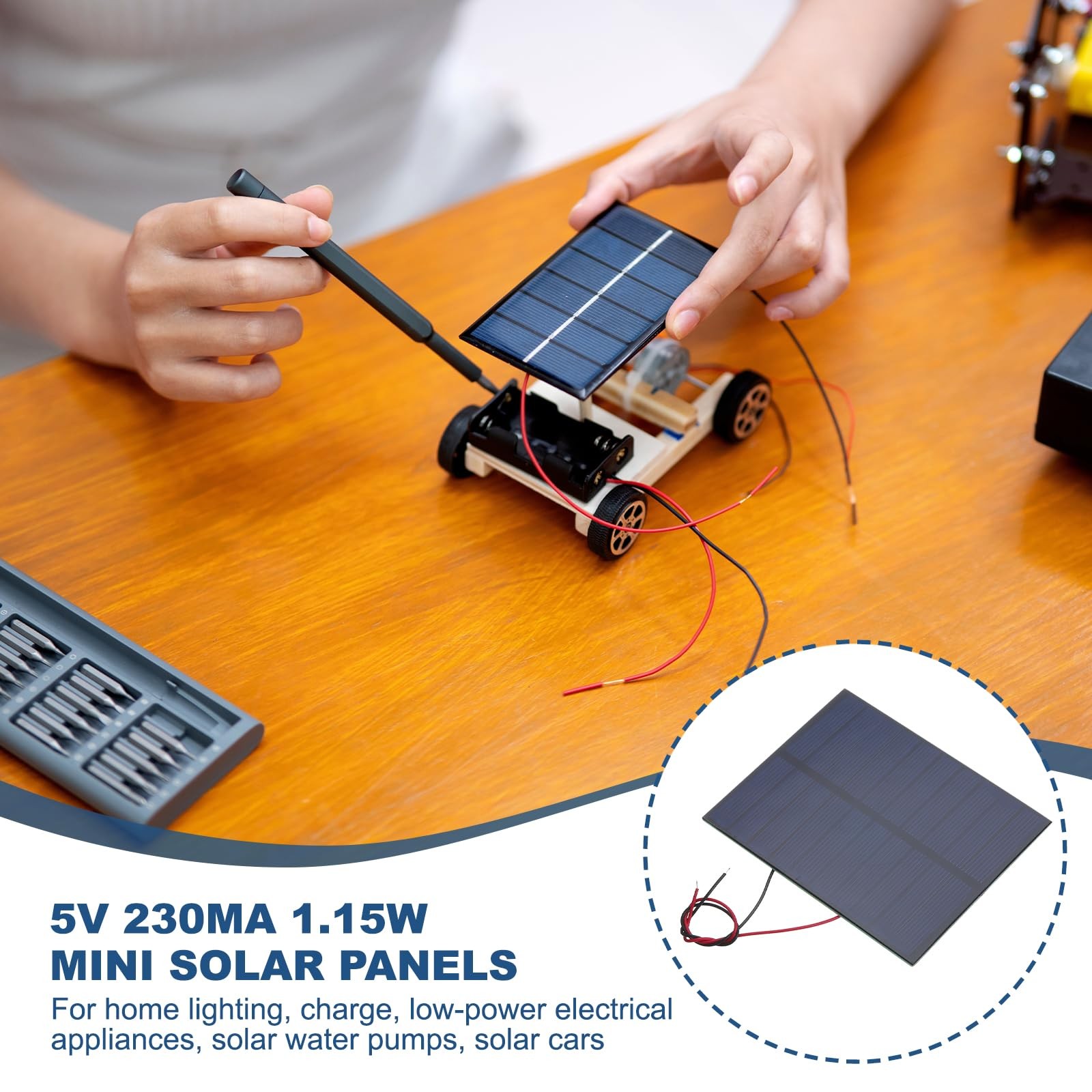 MECCANIXITY 5 Pcs 5V 1.15W 230mA Mini Solar Panels, Small Black